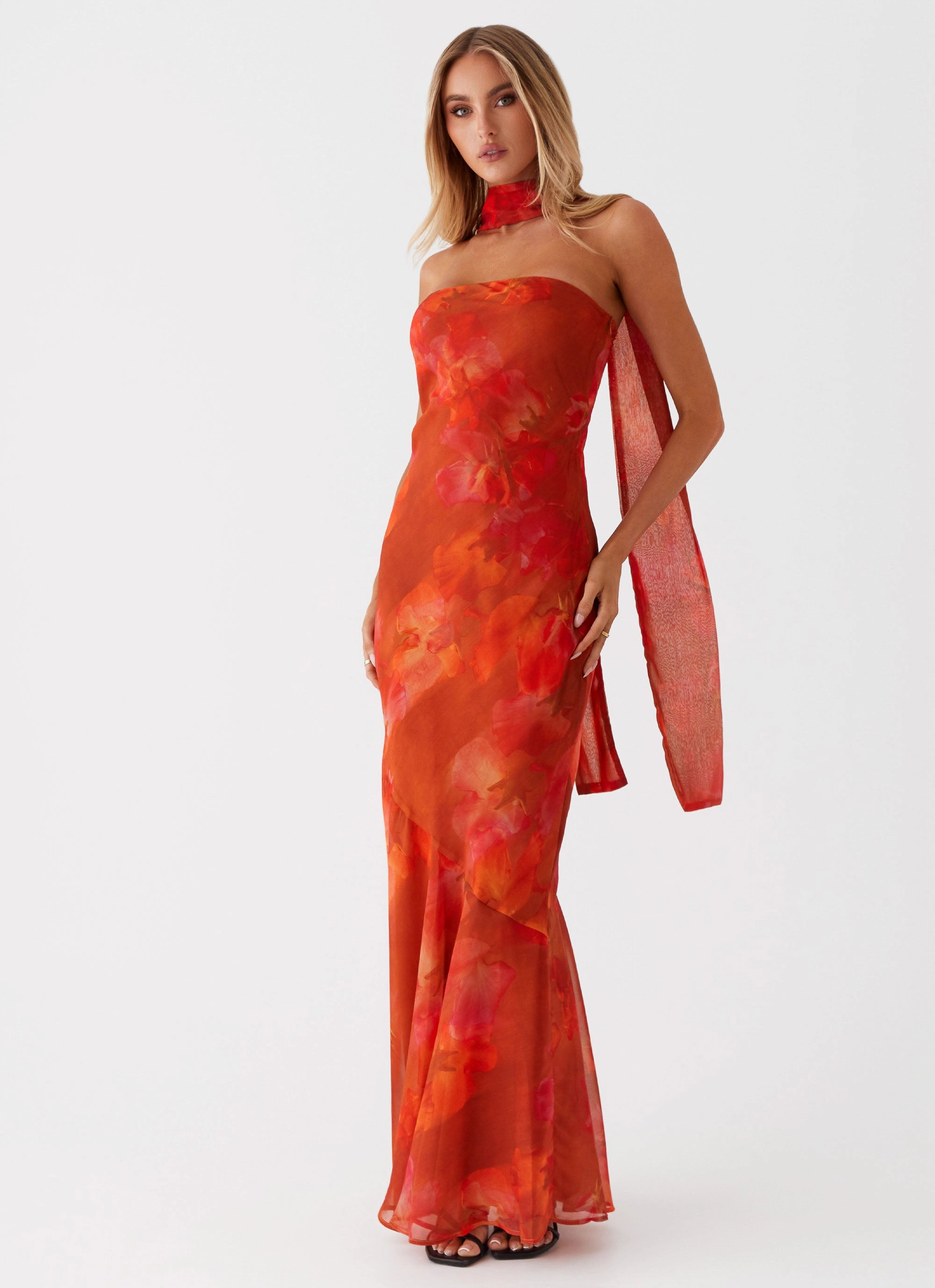 Trendy Fit Look Under The Pagoda Maxi Dress - Amber