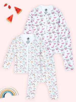 Newborn and Infant Pajama Set Combo of 2: Rainbow Land-Summer Melon