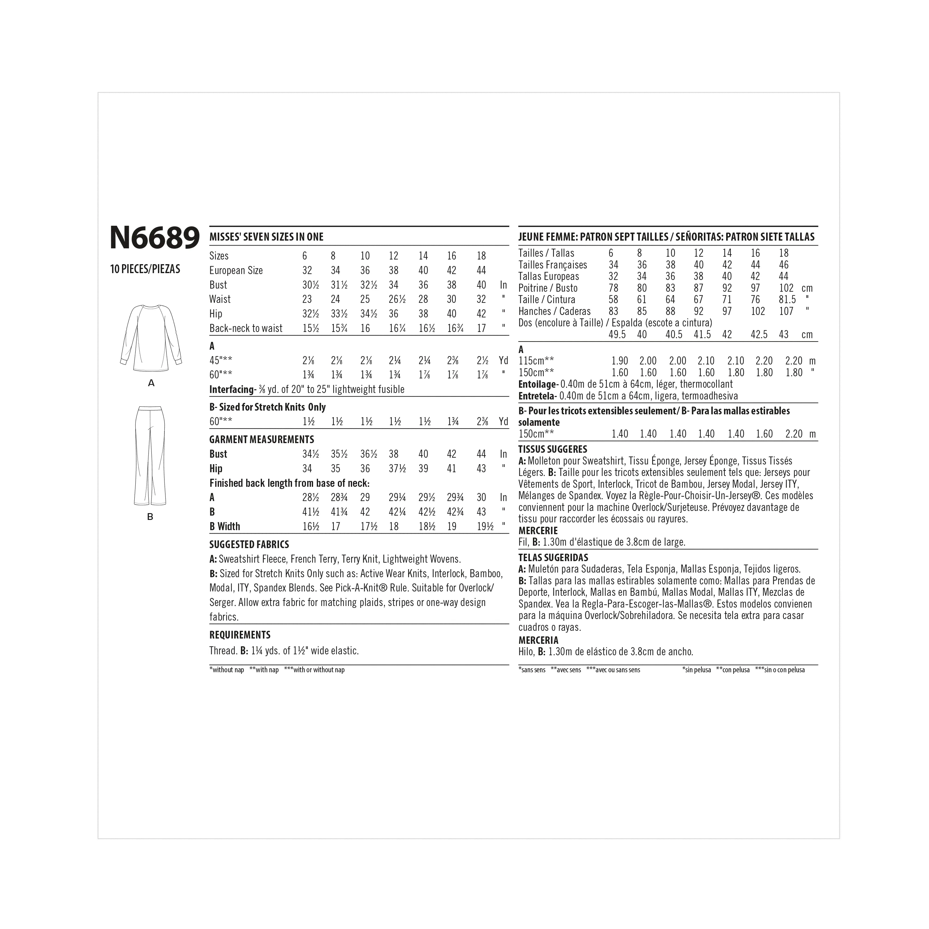 Newlook Pattern N6689 Misses' Sportswear