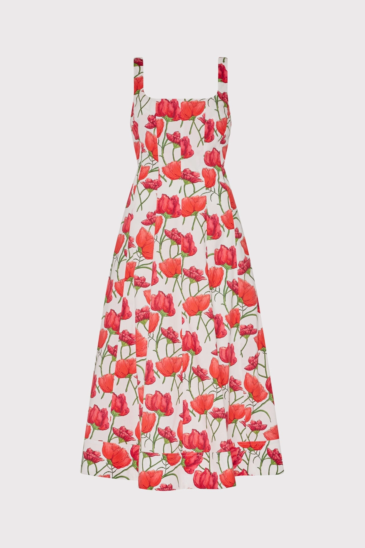 Fresh Energy Nia Red Peonia Poplin Midi Dress