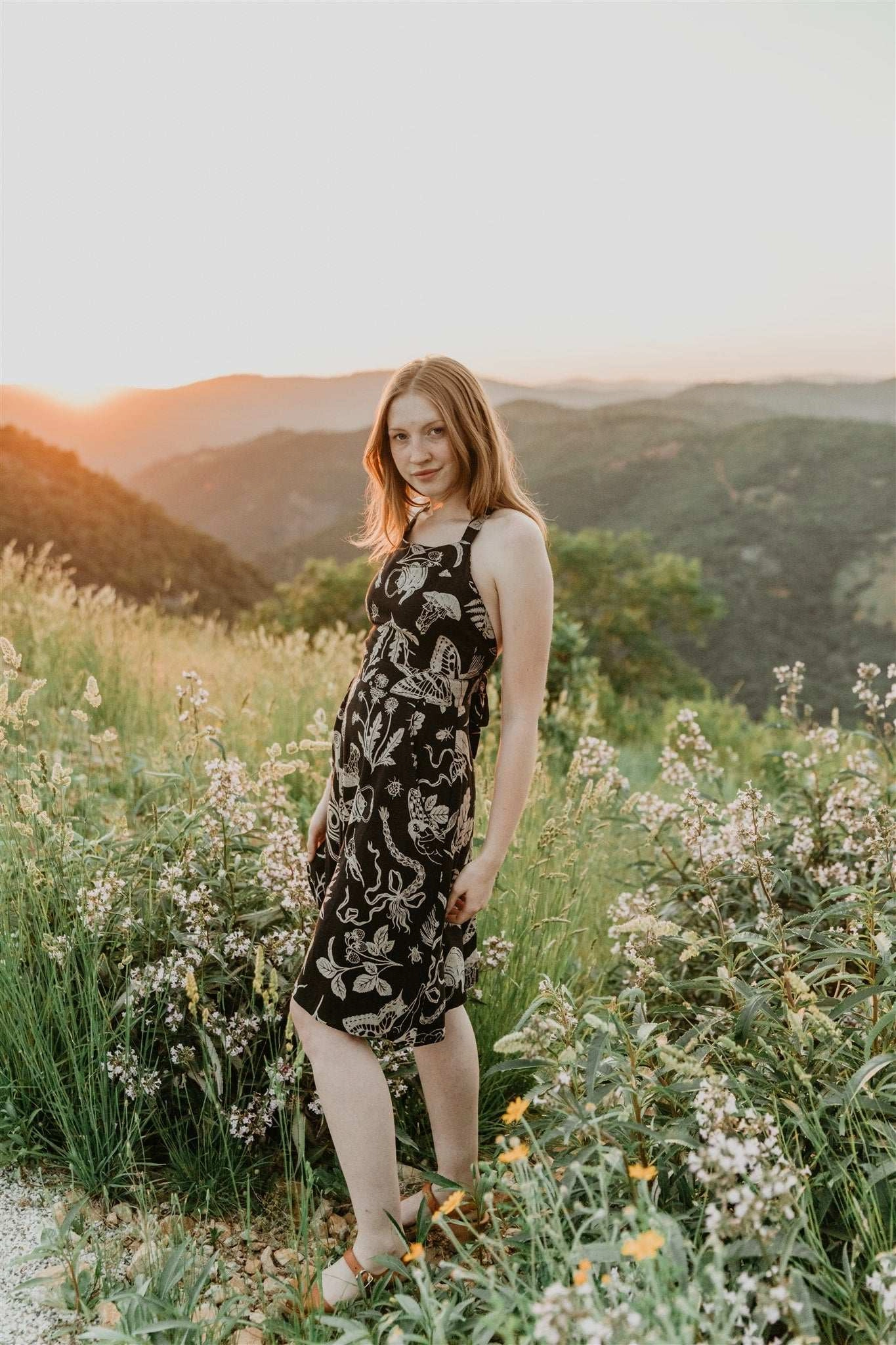 Juniper Dress in Black Woodland Wonder Hip-Flattering Perfect Layering