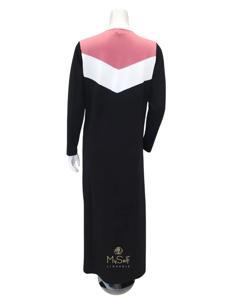 Nico Italy Pink/Cream/Black Colorblock Cotton Nursing Nightgown