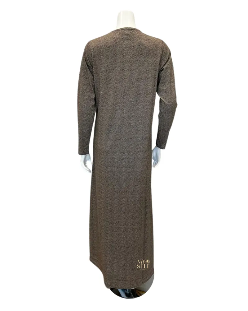 Nico Italy Taupe Lace on Print Snap Front Cotton Nightgown