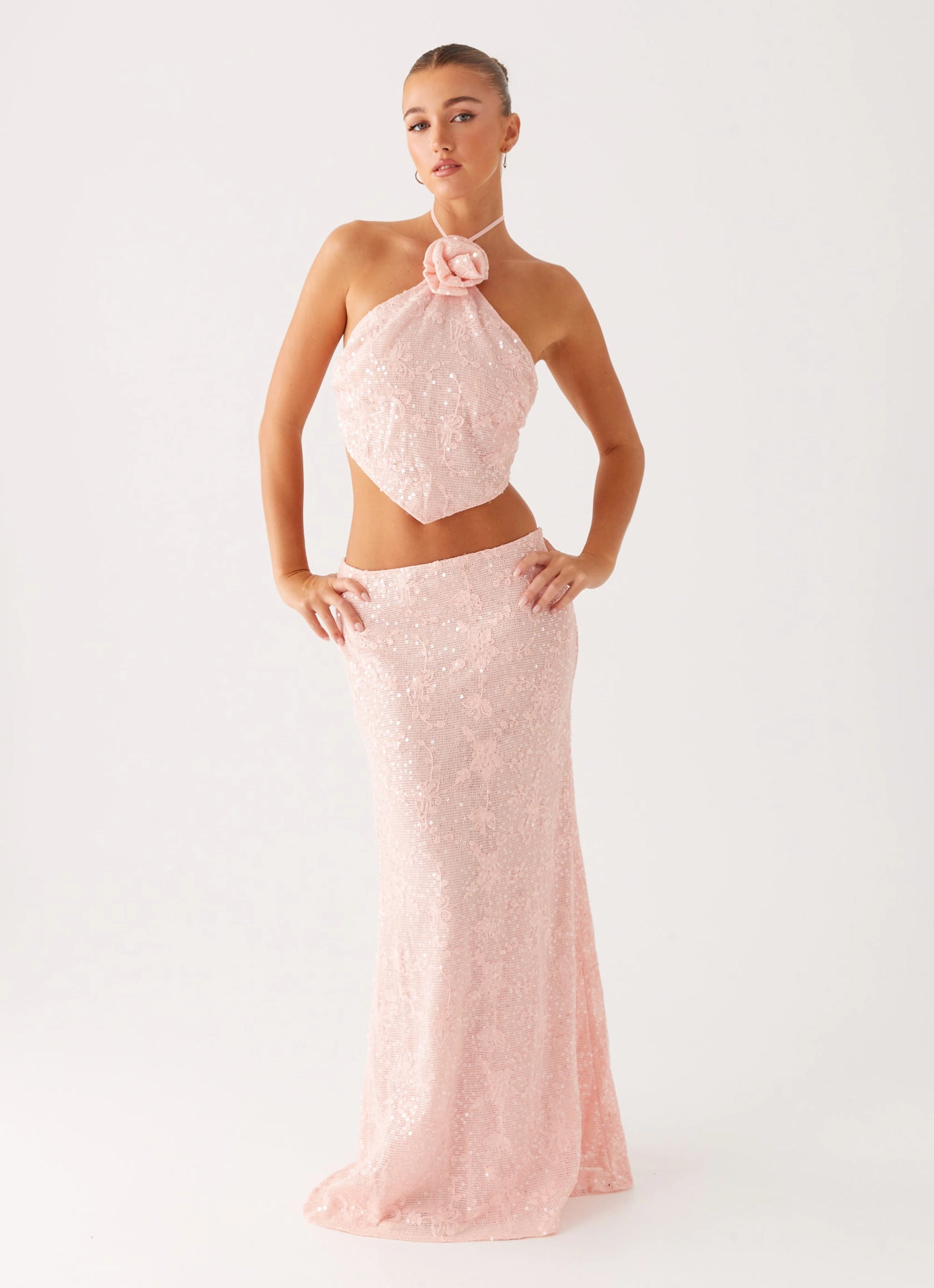 Urban Fashion Nico Sequin Maxi Skirt - Pink