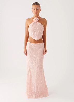 Summer Picnic Nico Sequin Maxi Skirt - Pink
