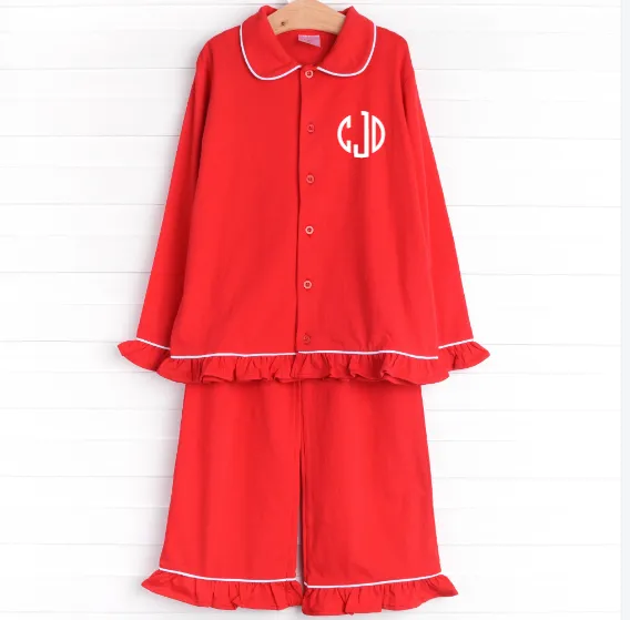 Night Before Christmas Mommy & Me Ruffle Lounge Set, Red
