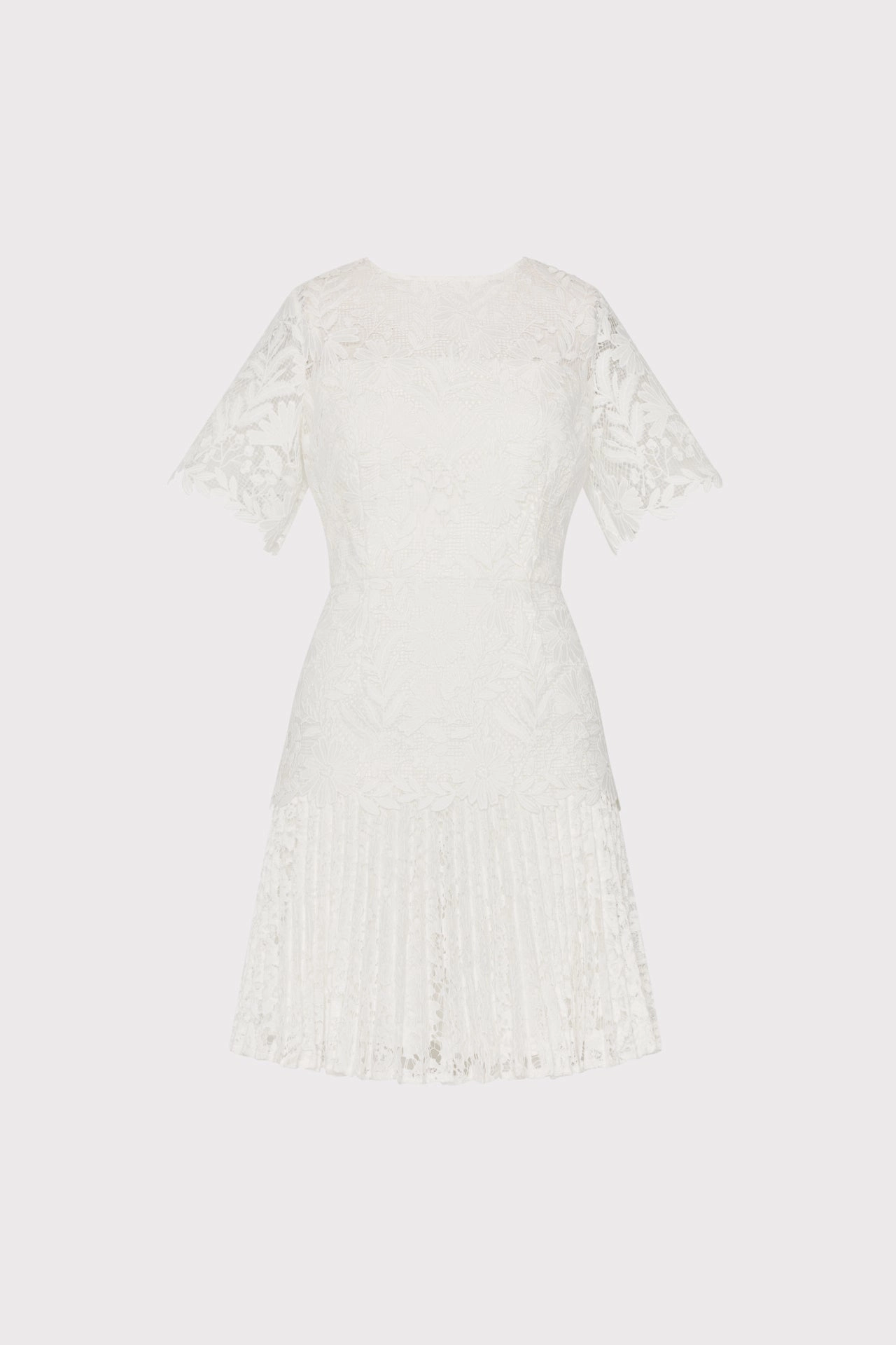 Nikoletta Mixed Laces Pleated Mini Dress WideCollarDesign Grace Glow