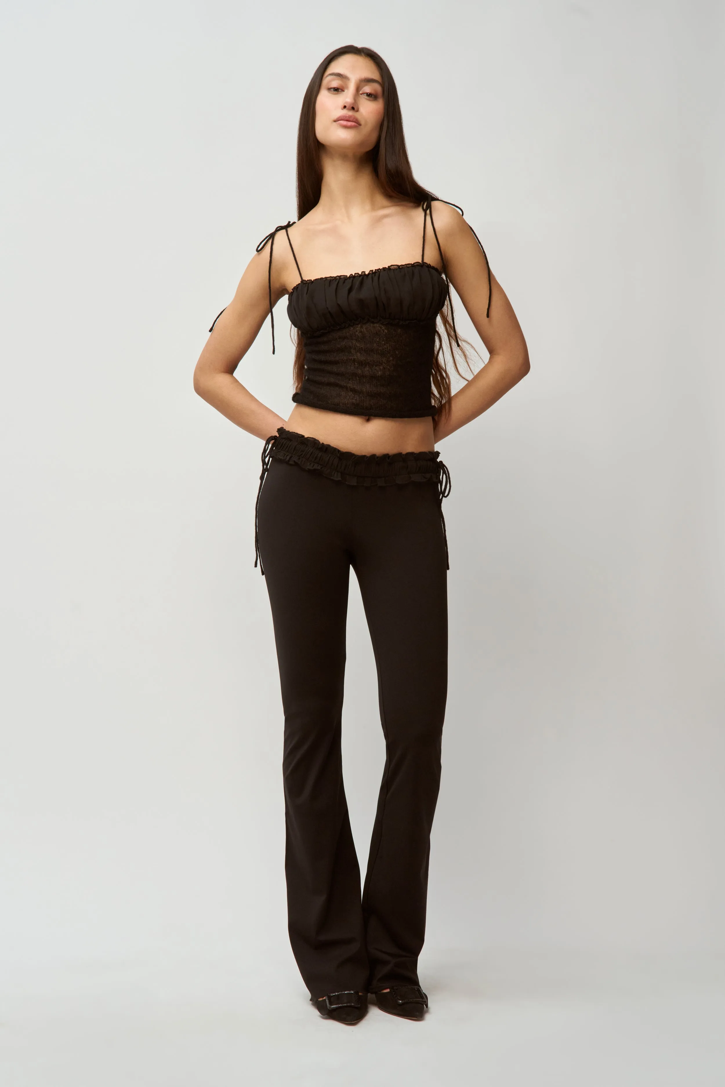 Ruched Chiffon Knit Tank PolishedFinish Ventilated Back Panels