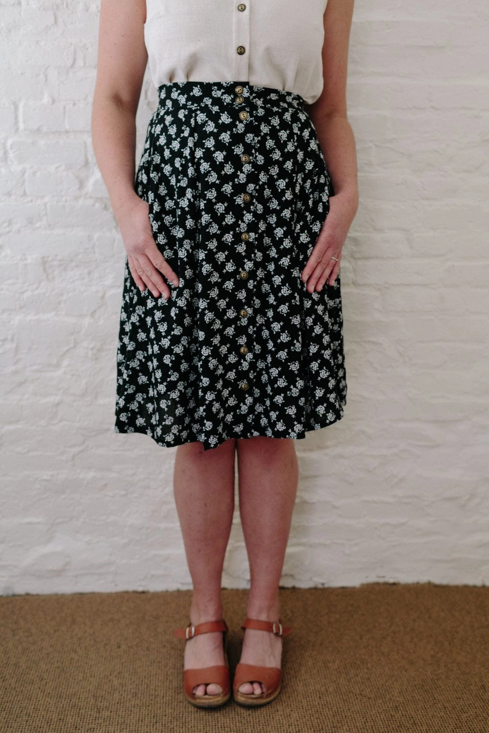 Bae Skirt in Black Rose Crepe Lightweight insulation