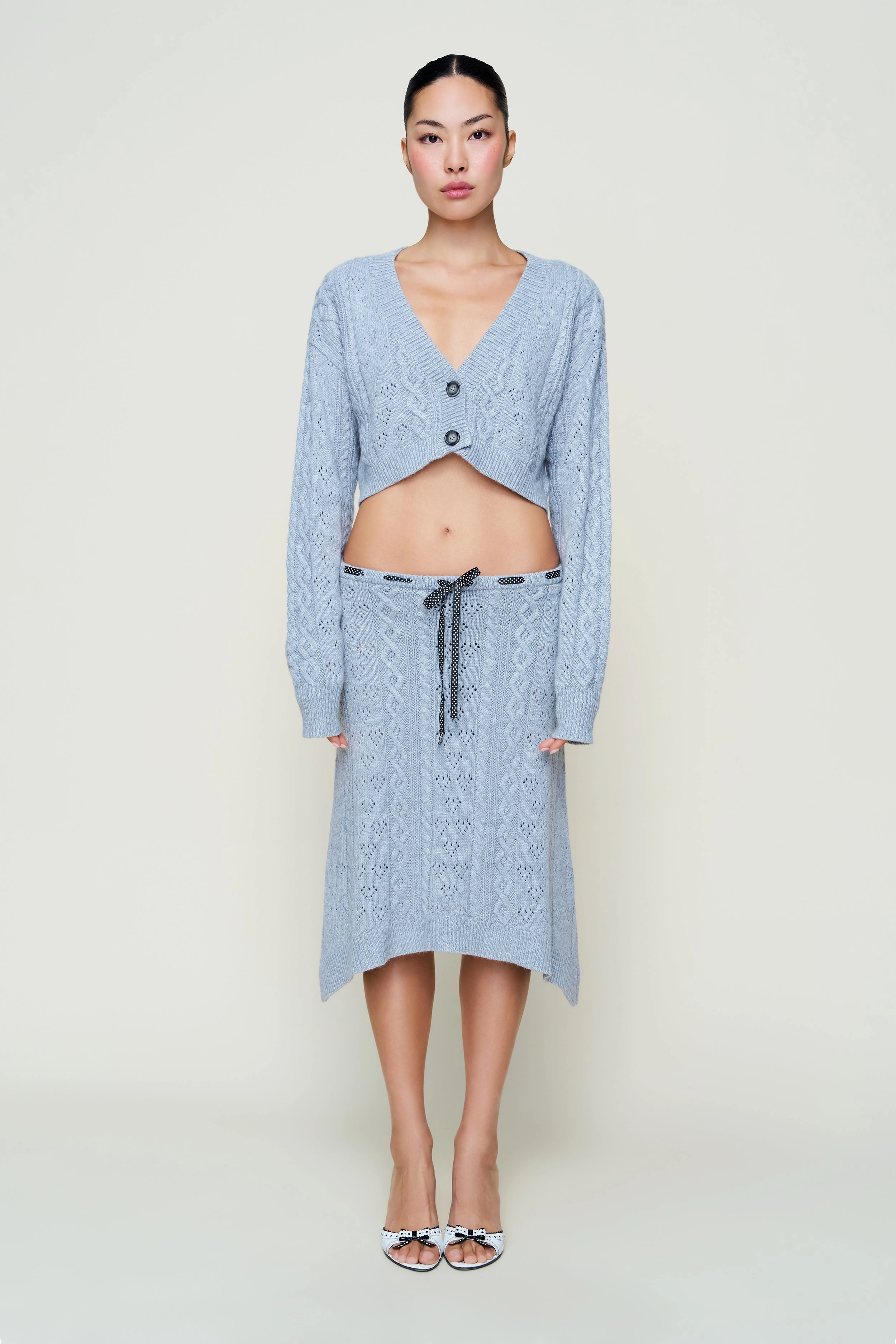 Noah Wool Cable Crop Cardigan Warm Layers
