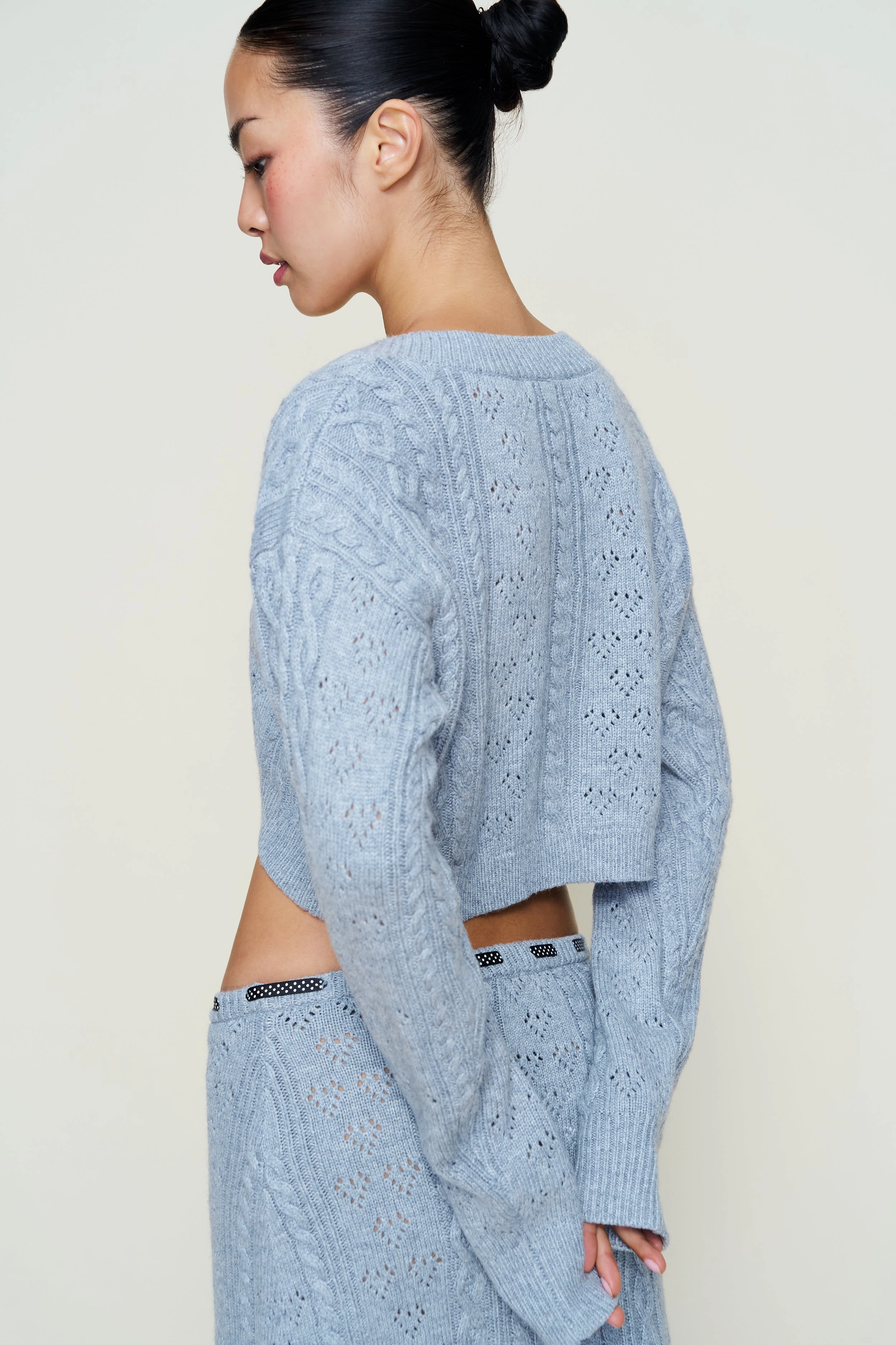 Noah Wool Cable Crop Cardigan Modern Silhouette