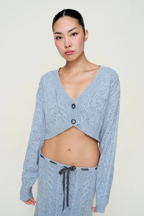 Noah Wool Cable Crop Cardigan Chic Look