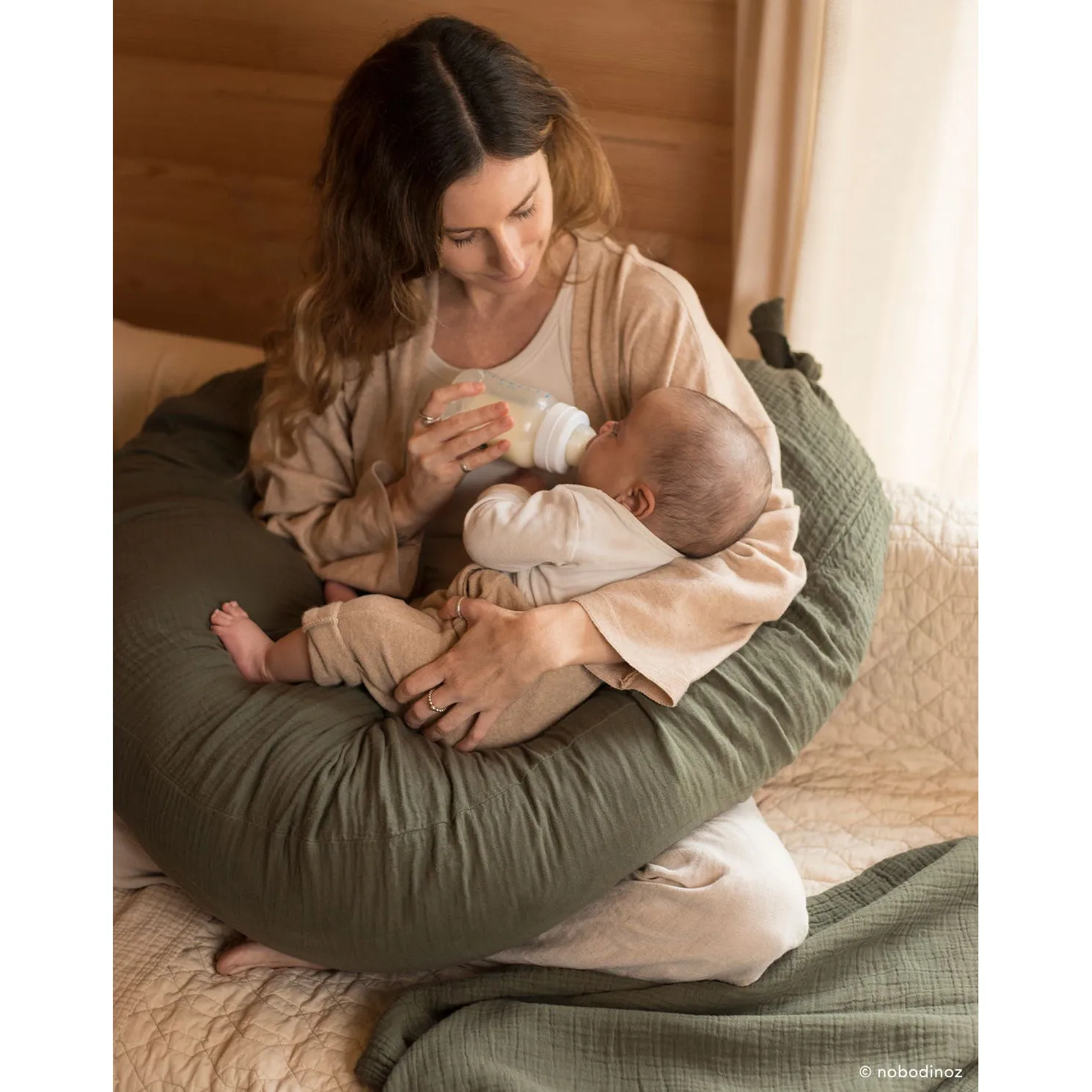 nobodinoz Wabi Sabi Maternity Pillow Vetiver