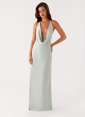 Noemi Maxi Dress - Sage Rose Soft Elegant Waistband