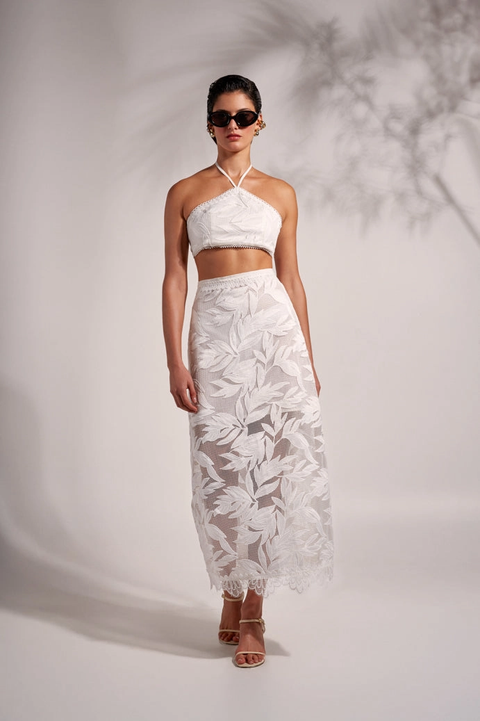 Utility Pockets Trendy Waist ARYA MAXI SKIRT WHITE