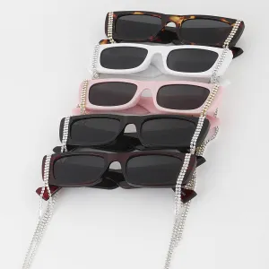 FlexibleWaistband Flexible Hemline Dua Lipa Rhinestone Sunglasses