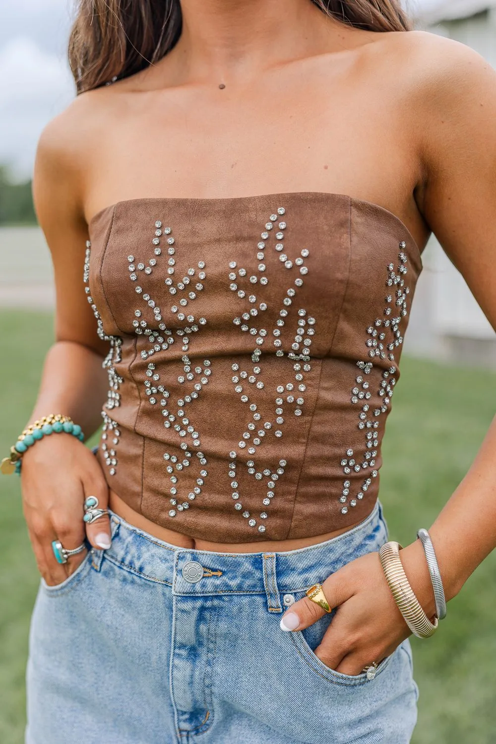 NonIrritatingSeams Beckee Western Corset Top- Brown