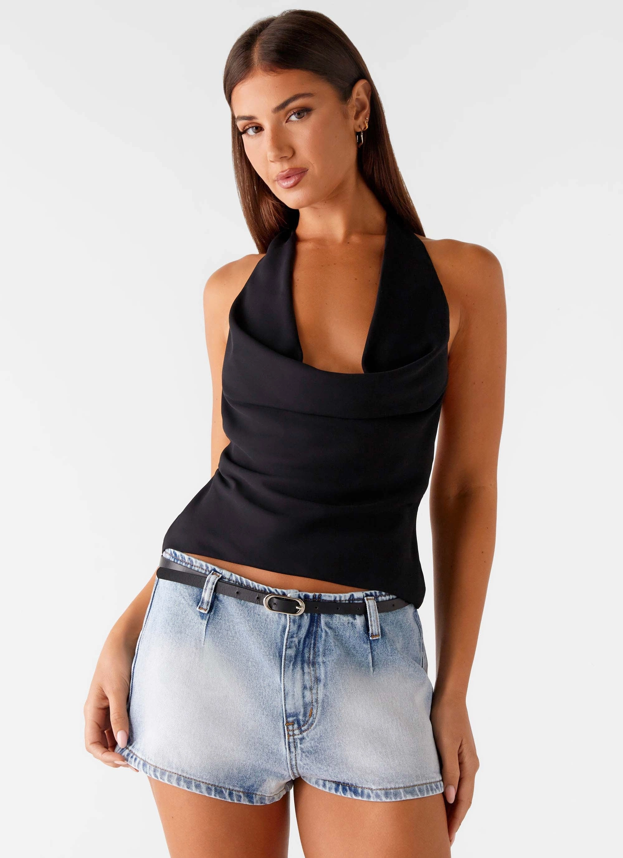 Unreal Denim Mini Shorts - Bleached Blue Elastic Comfort