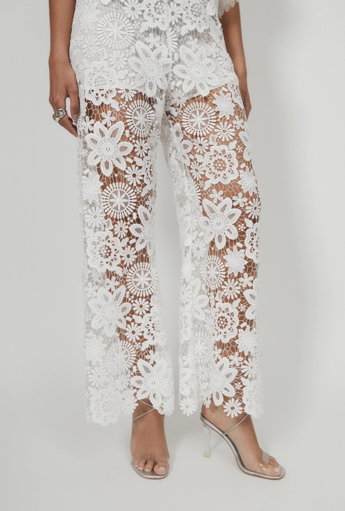 Body Movement Plaid detail DEMI PANTS WHITE