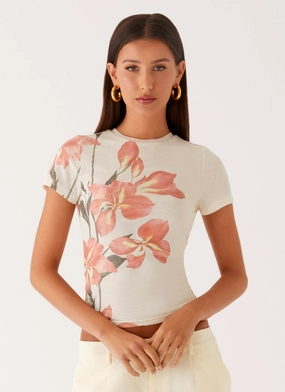 Late Night Mesh Baby Tee - Siena Floral Reinforced Shoulder