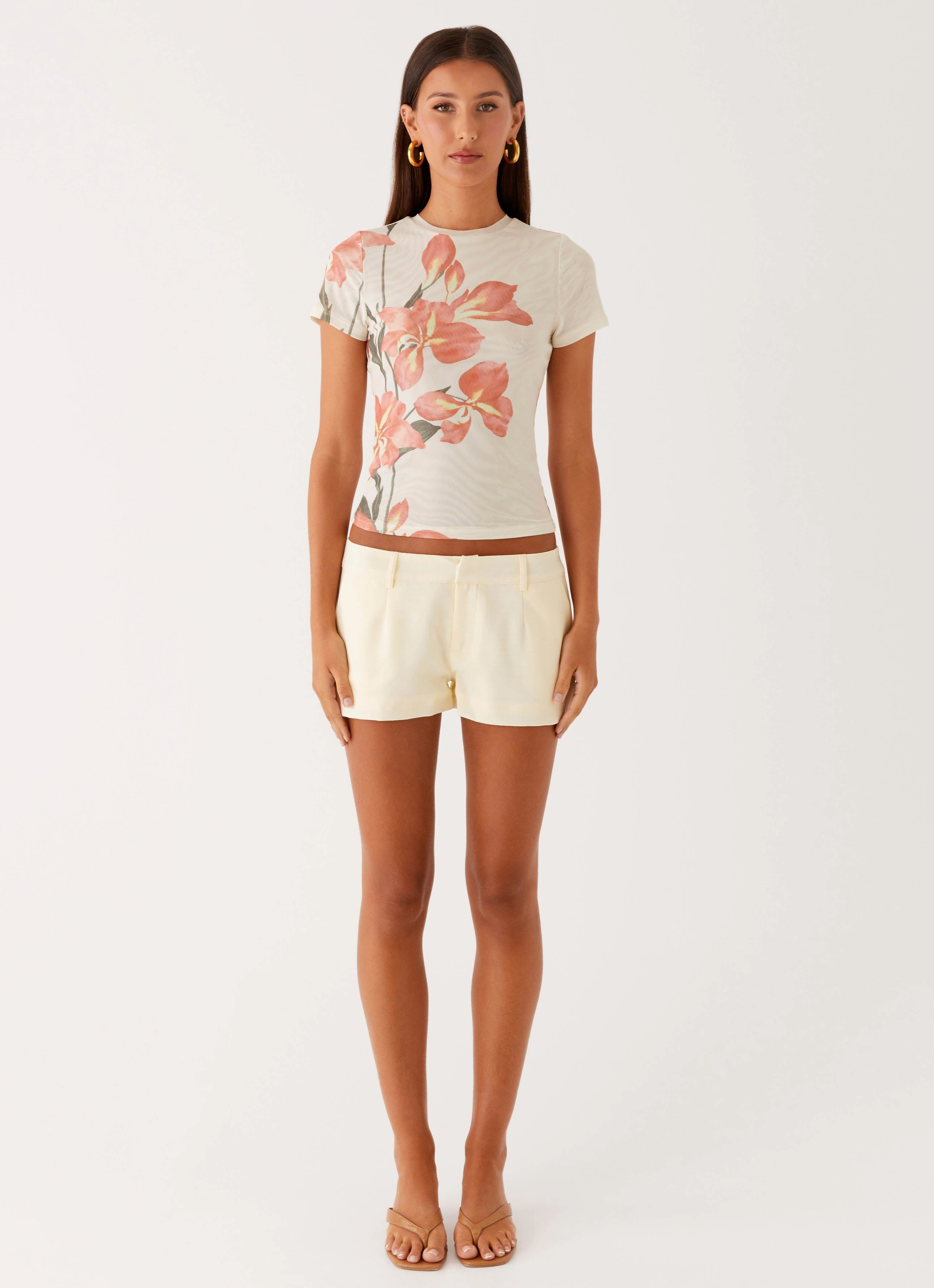 Late Night Mesh Baby Tee - Siena Floral Classic Polo Friction Reducing Finish