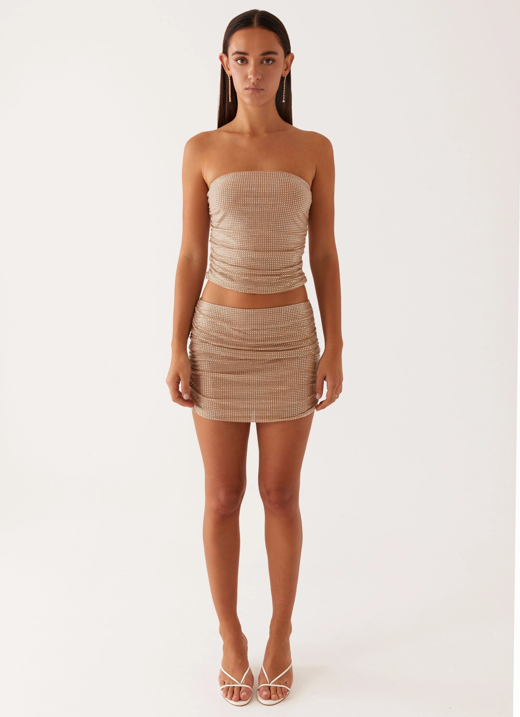 Brightside Rhinestone Mini Skirt - Silver birthday party