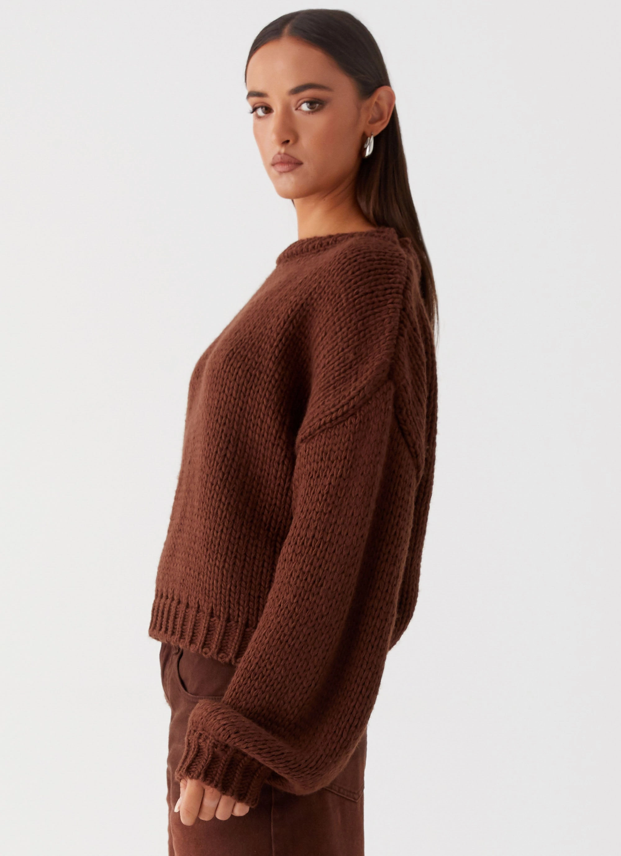Costella Knit Sweater - Brown Light Activated Cooling Insulated Padding