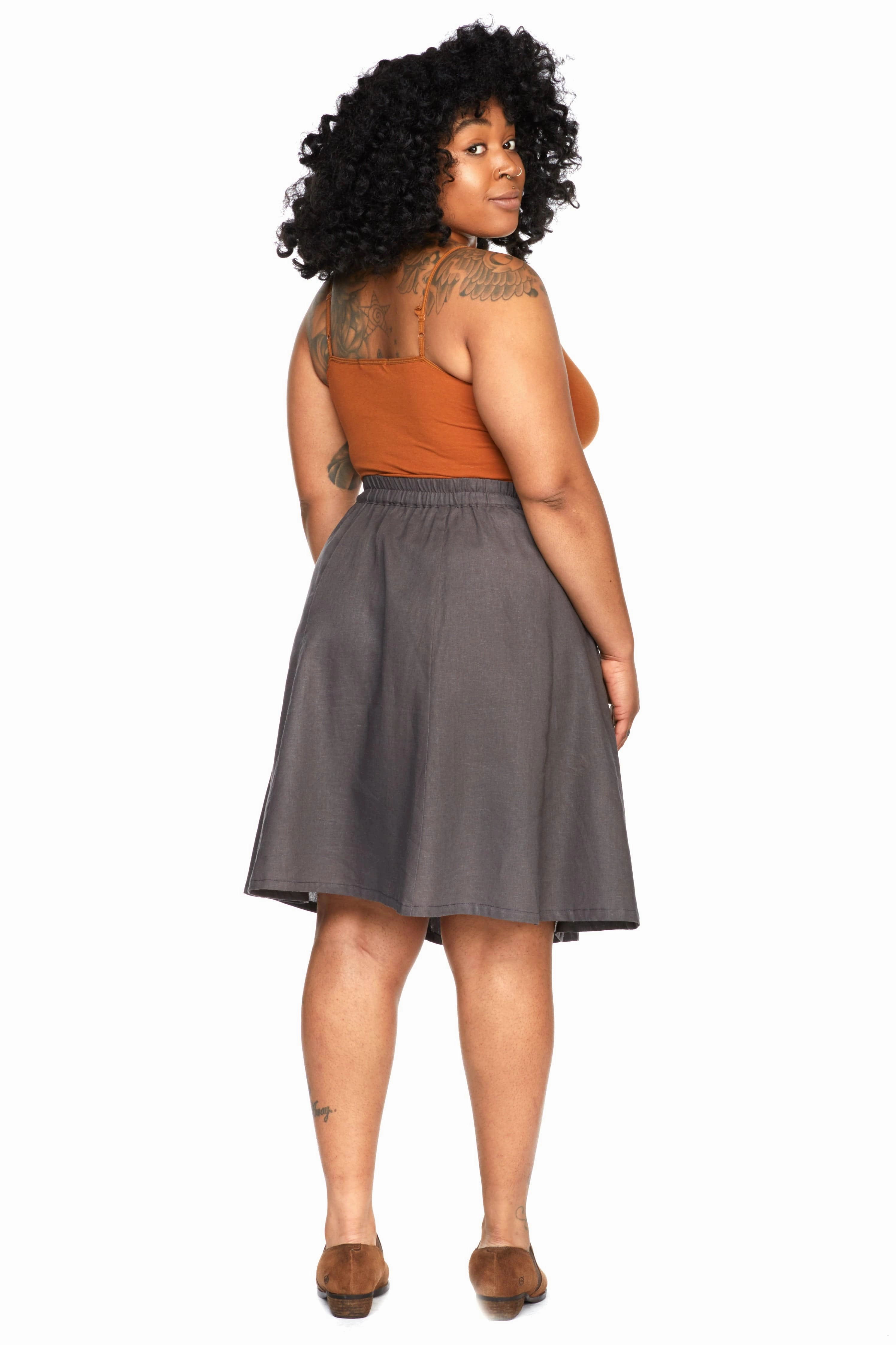 Casual Wearable Bae Skirt in Charcoal Linen