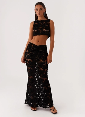 Fiorella Floret Maxi Skirt - Black Quick Wear