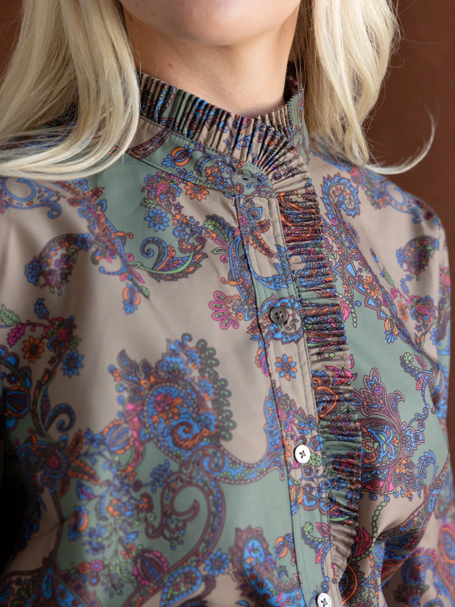 Paisley Ruffle Blouse ErgonomicShape