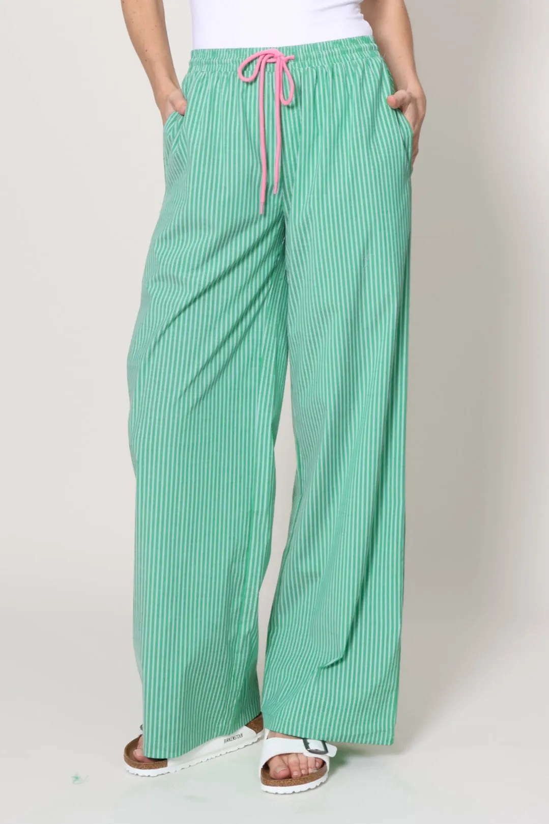 Maui Mist Stripe Pants Stretchy Waist StretchWaistband