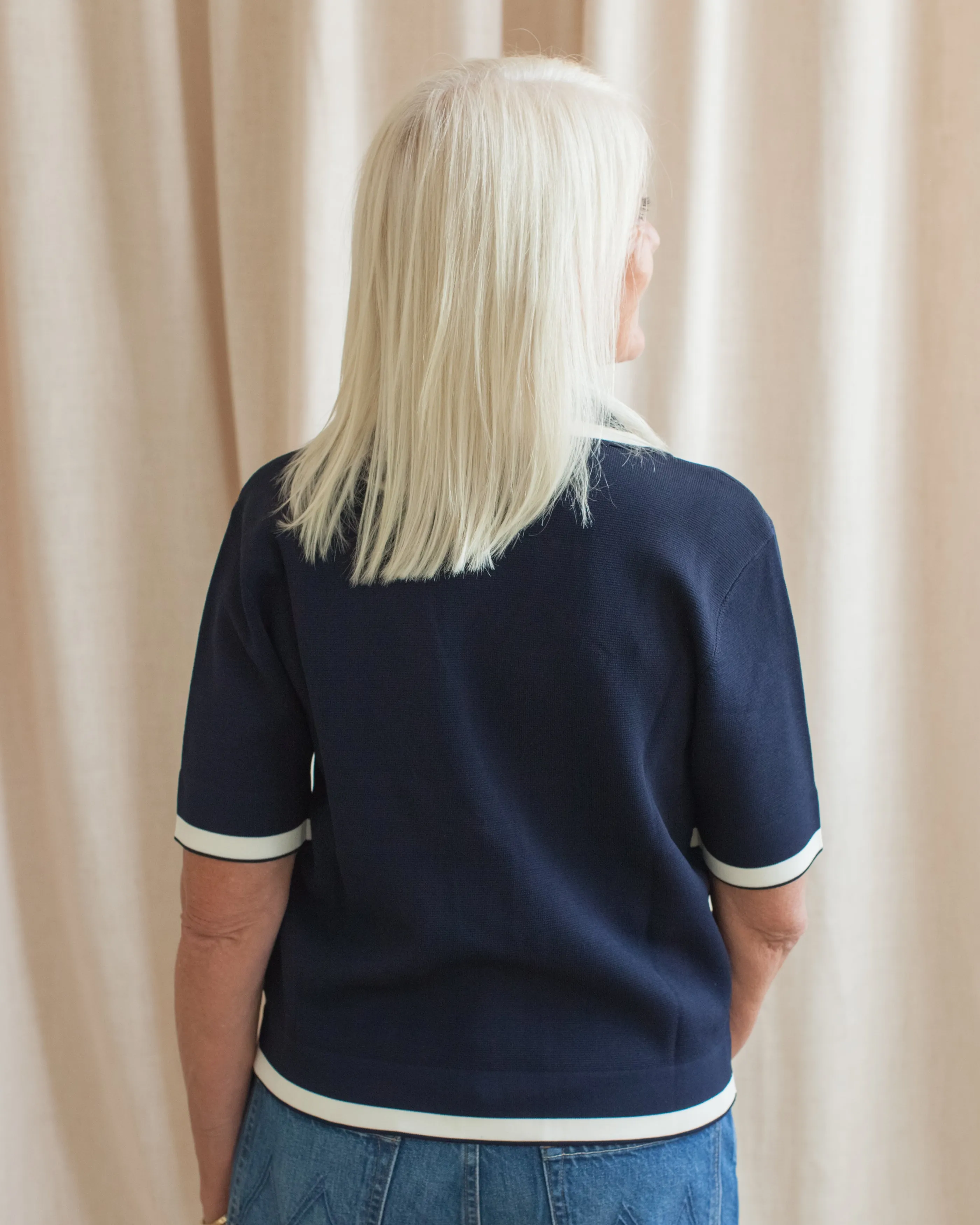 Stretch Knit Fabric Kendall Collar Sweater