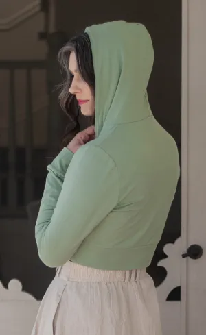 Cropped Hoodie In Mint Green Sleeveless Tee