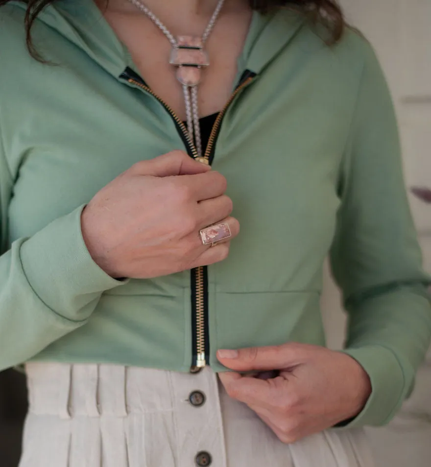 Cropped Hoodie In Mint Green MinimalistStyle