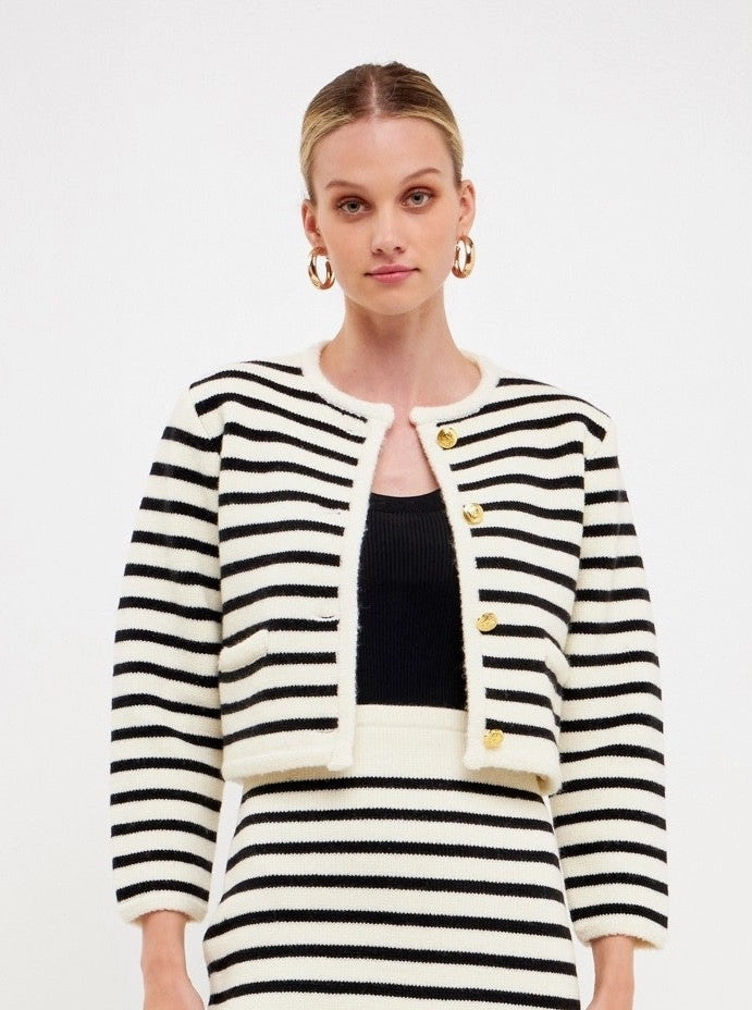 Adjustable Hem Lock System Cara Striped Cardigan