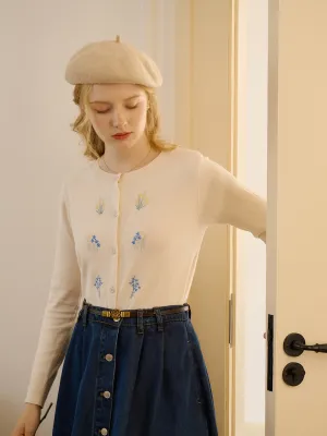 ??Final Sale??Sarahi Simple Round Neck Embroidery Cardigan Hydrophobic Threadwork Thermal Insulation