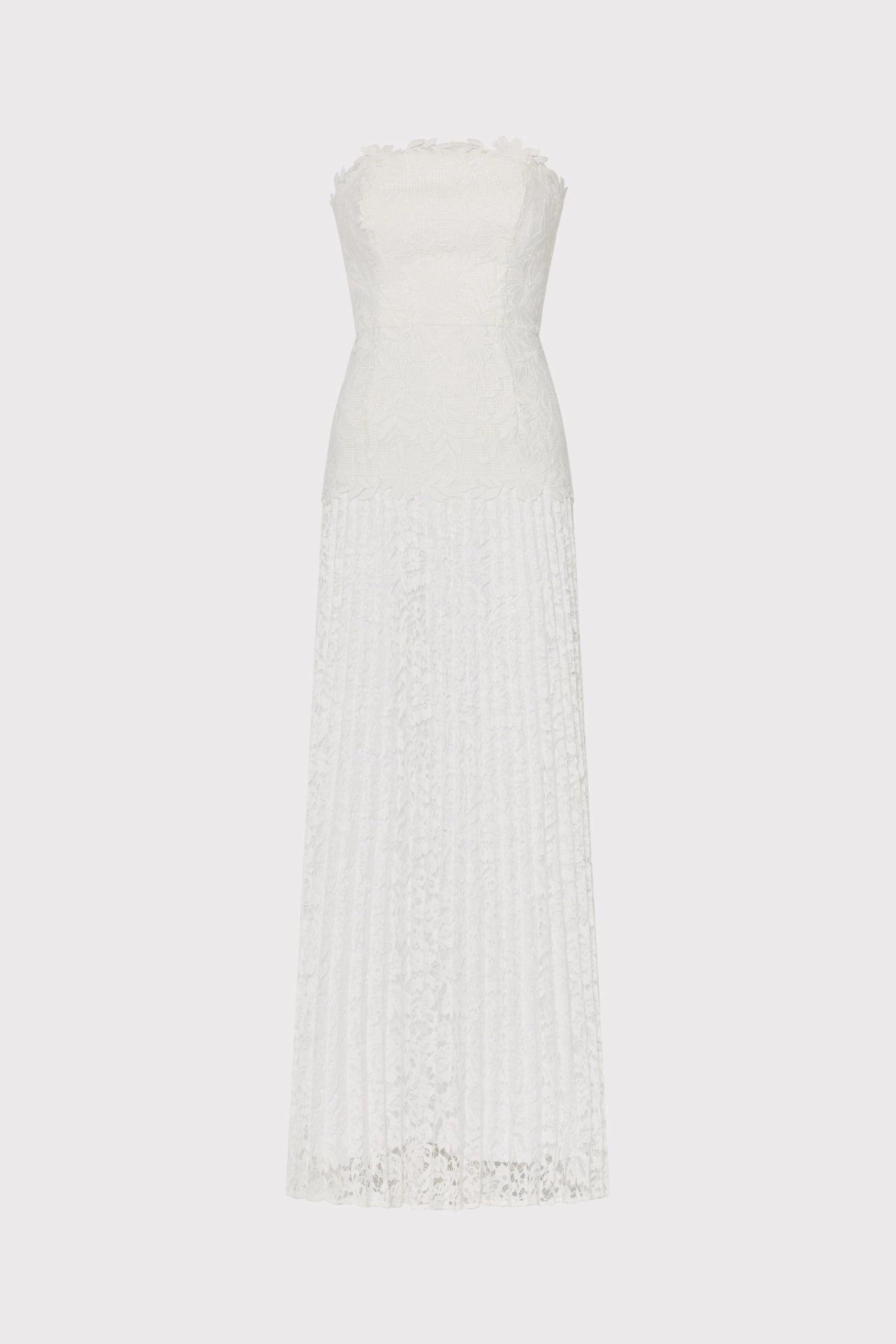 Norelle Strapless Mixed Laces Pleated Maxi Dress Dropped-Waist Urban Chic