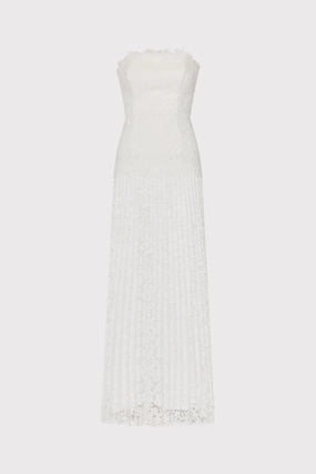 Work or Casual Norelle Strapless Mixed Laces Pleated Maxi Dress