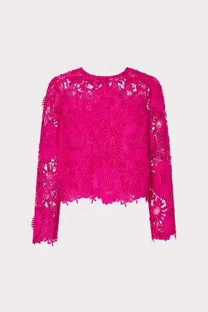 Durable Stitching Linen Blend Fabric Nori Long Sleeve Lace Top