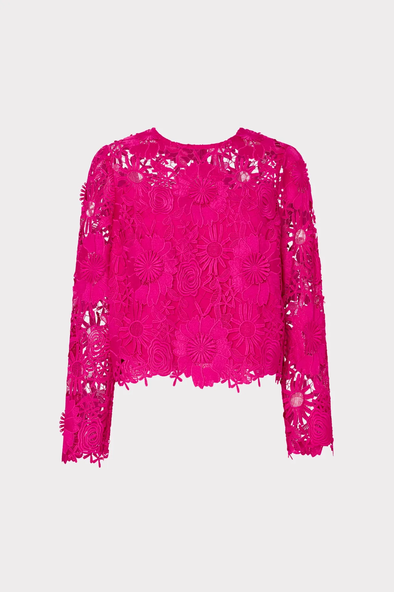 Durable Stitching Linen Blend Fabric Nori Long Sleeve Lace Top