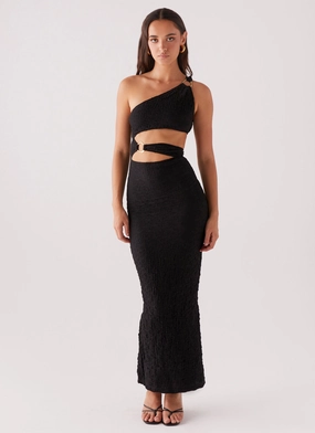 Fold-Over-Detail North Haven Maxi Dress - Black