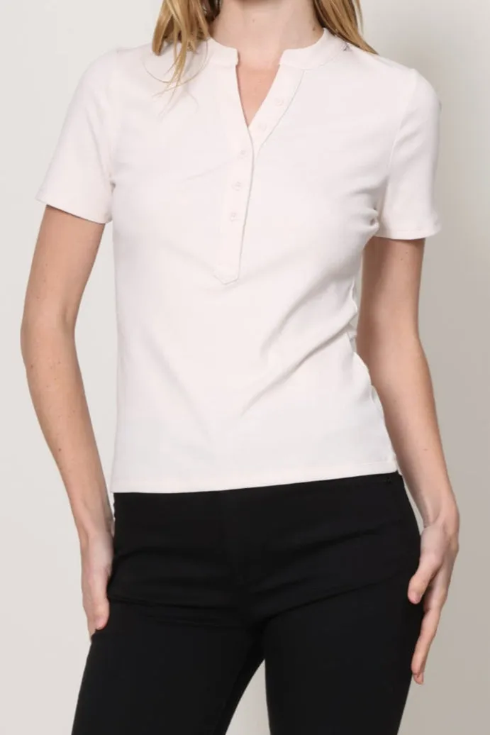 Lightweight Blouse Button Down Collar Style Henley T-Shirt