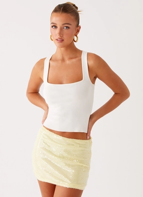 Soft Lines Nostalgic Nights Sequin Mini Skirt - Lemon Spritz
