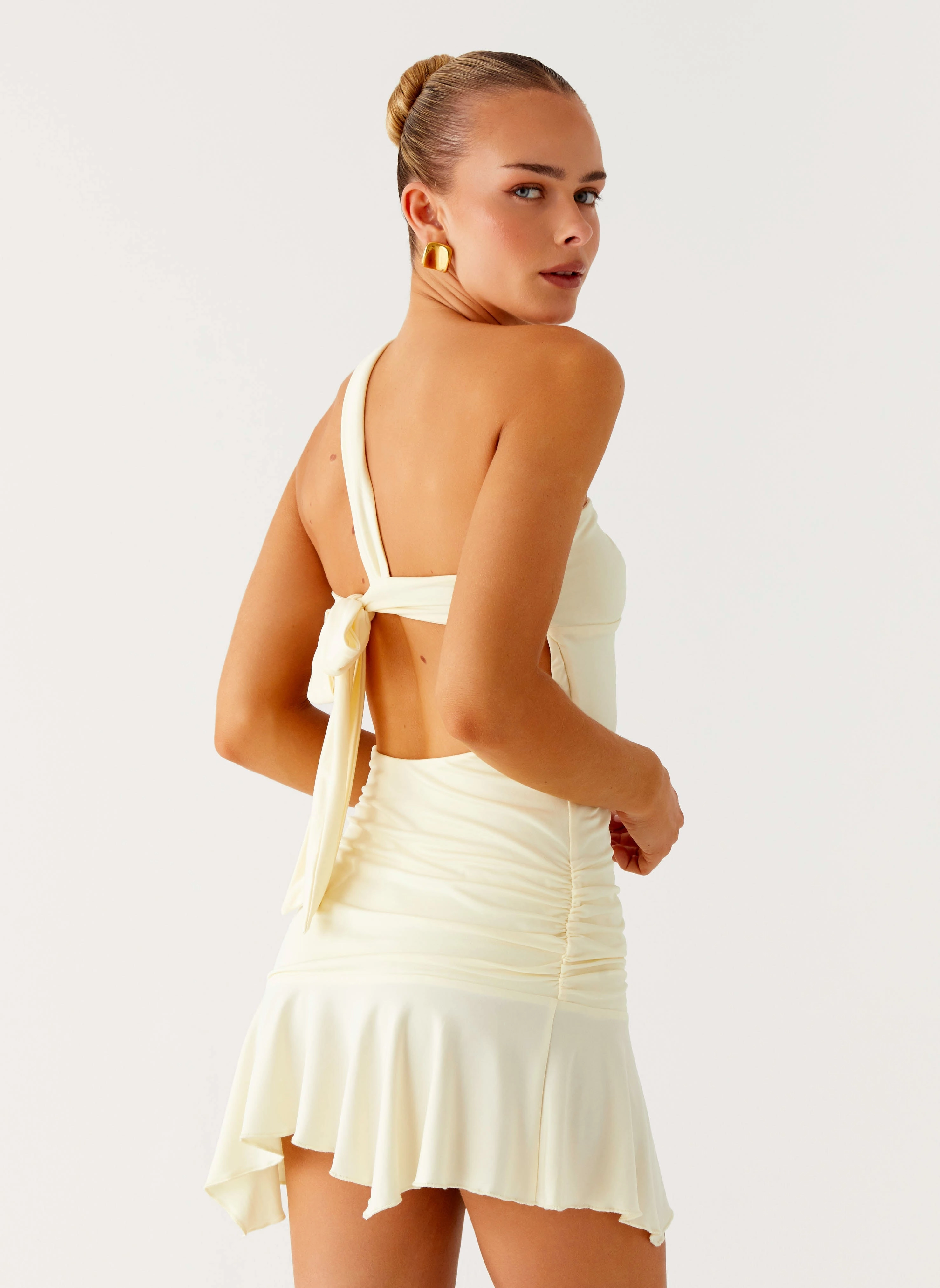 Not Your Fan Cut Out Mini Dress - Yellow breathable-mesh Trendy Tailoring