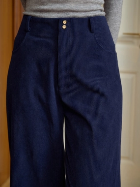 Four Way Stretch No Ride Novah Vintage Two-button Straight Corduroy Trousers
