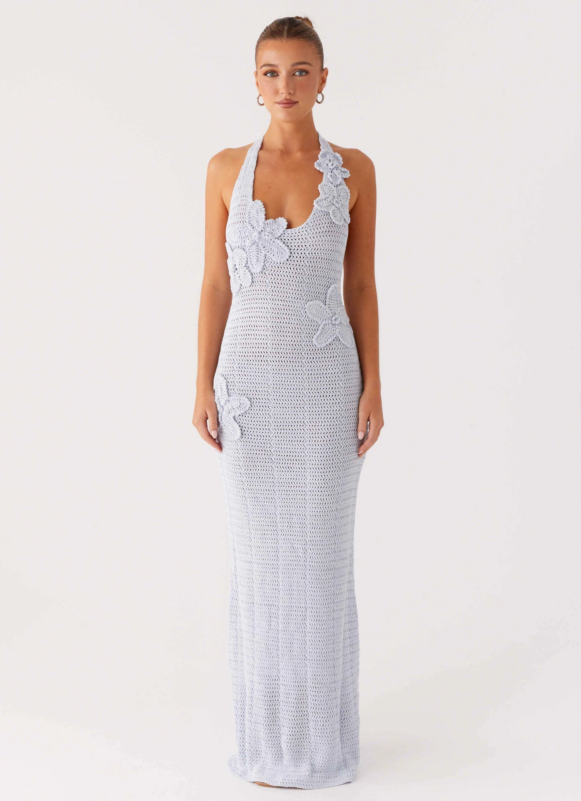 Smart Tailoring Relaxed Fit Design Novalee Flower Crochet Maxi Dress - Blue
