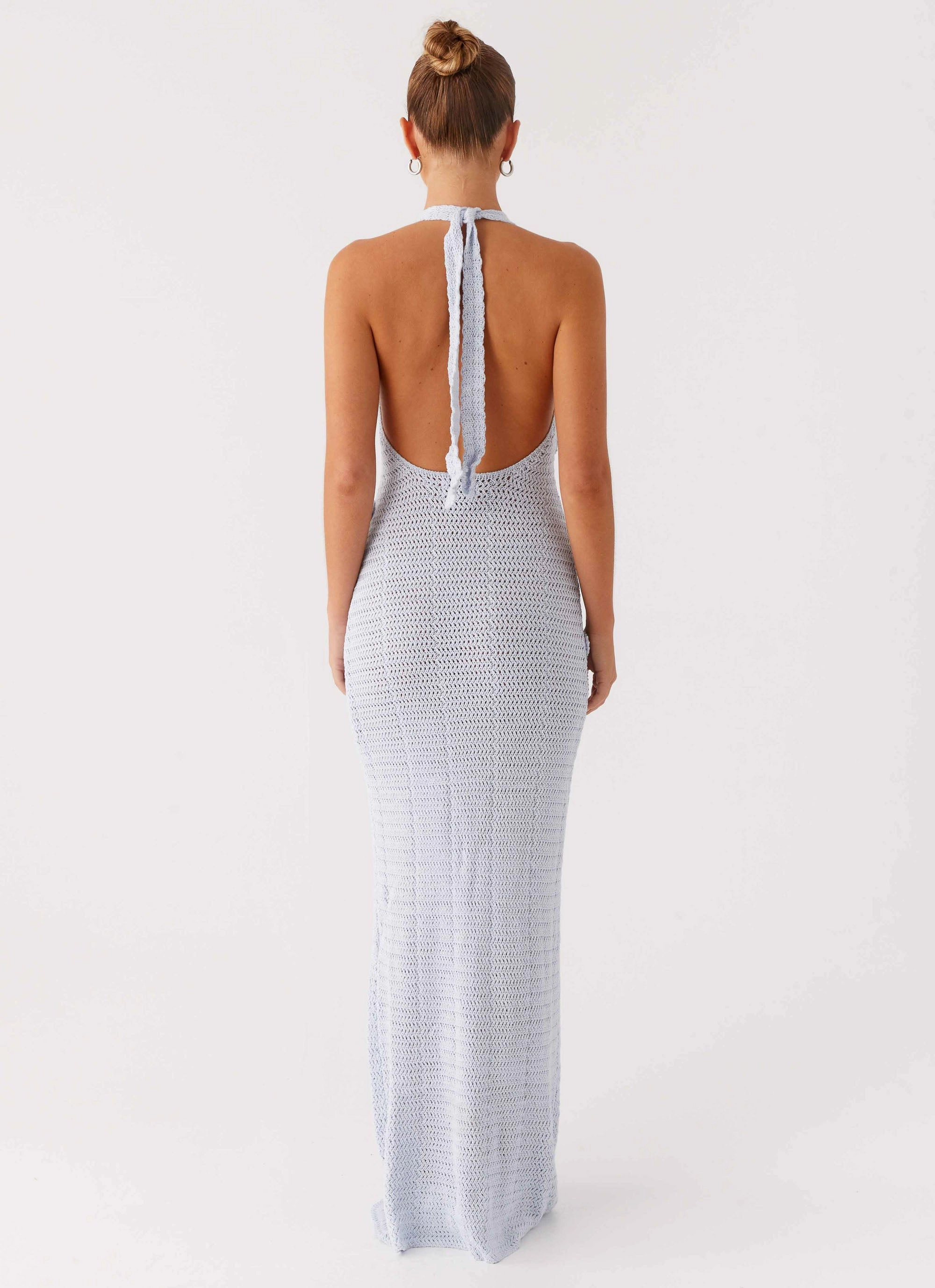 Light Wear Novalee Flower Crochet Maxi Dress - Blue