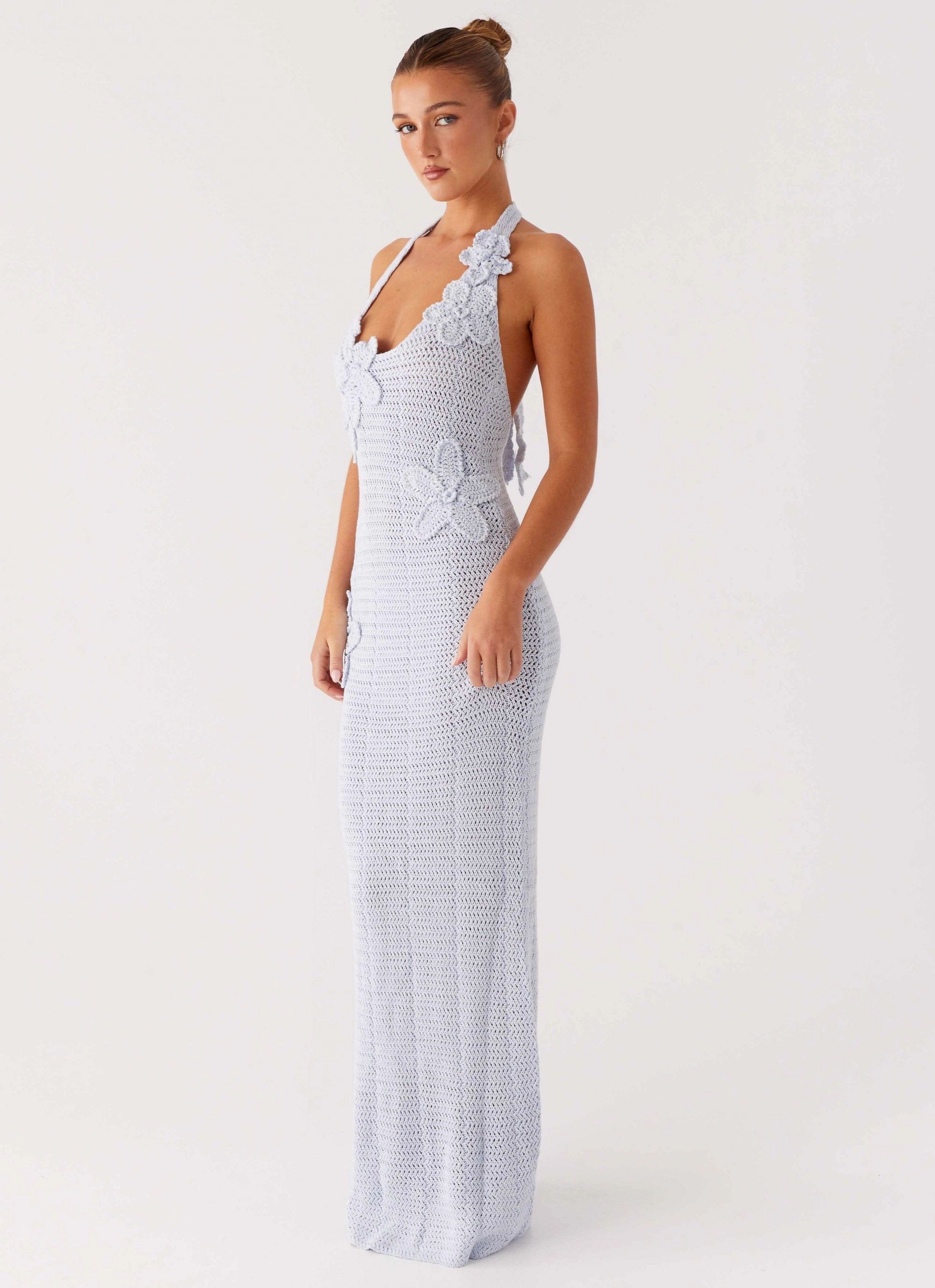 Chill Piece Novalee Flower Crochet Maxi Dress - Blue