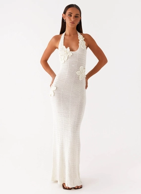 Novalee Flower Crochet Maxi Dress - Ivory Urban Touch