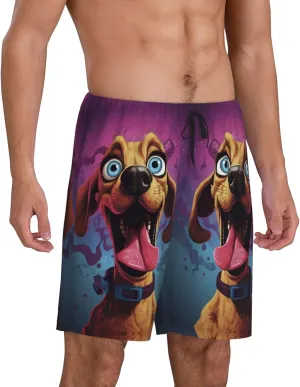 Novastar Mens Pajama Pants - Cartoon Big-Eyed Dog Sleep Comfy Shorts Mens Pajama Shorts, Pj Pants for Mens Lounge Shorts